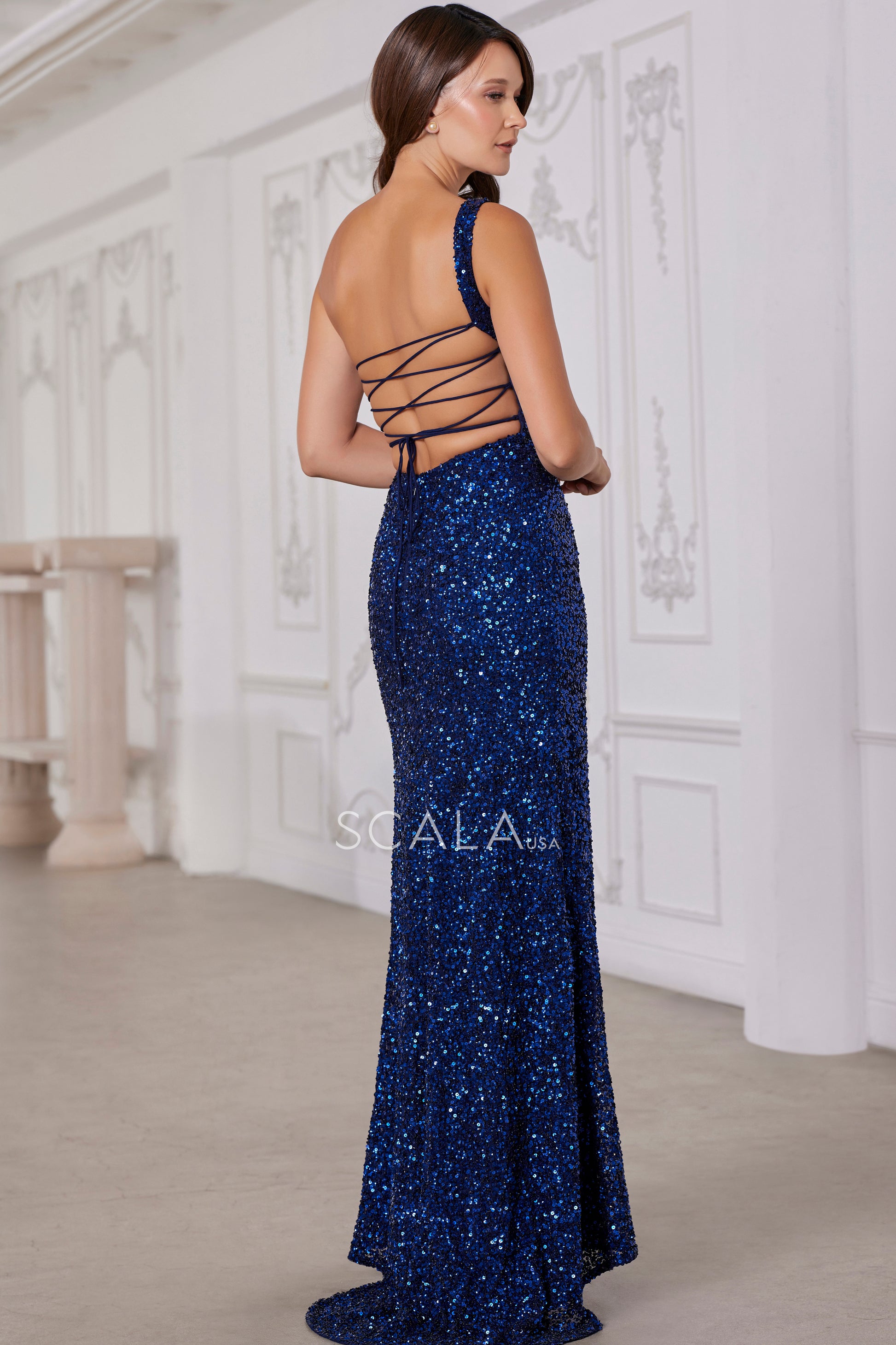 Scala 80167 Prom Fitted Long Formal Sequin Dress