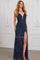 Prom Dresses Prom Long Formal Floral Beaded Evening Dress Navy