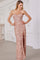 Prom Dresses Prom Beaded Sequin Long Formal Corset Dress Rose Gold