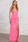 Prom Dresses Long Fitted Slit Sequin Formal Evening Dress Light Fuchsia