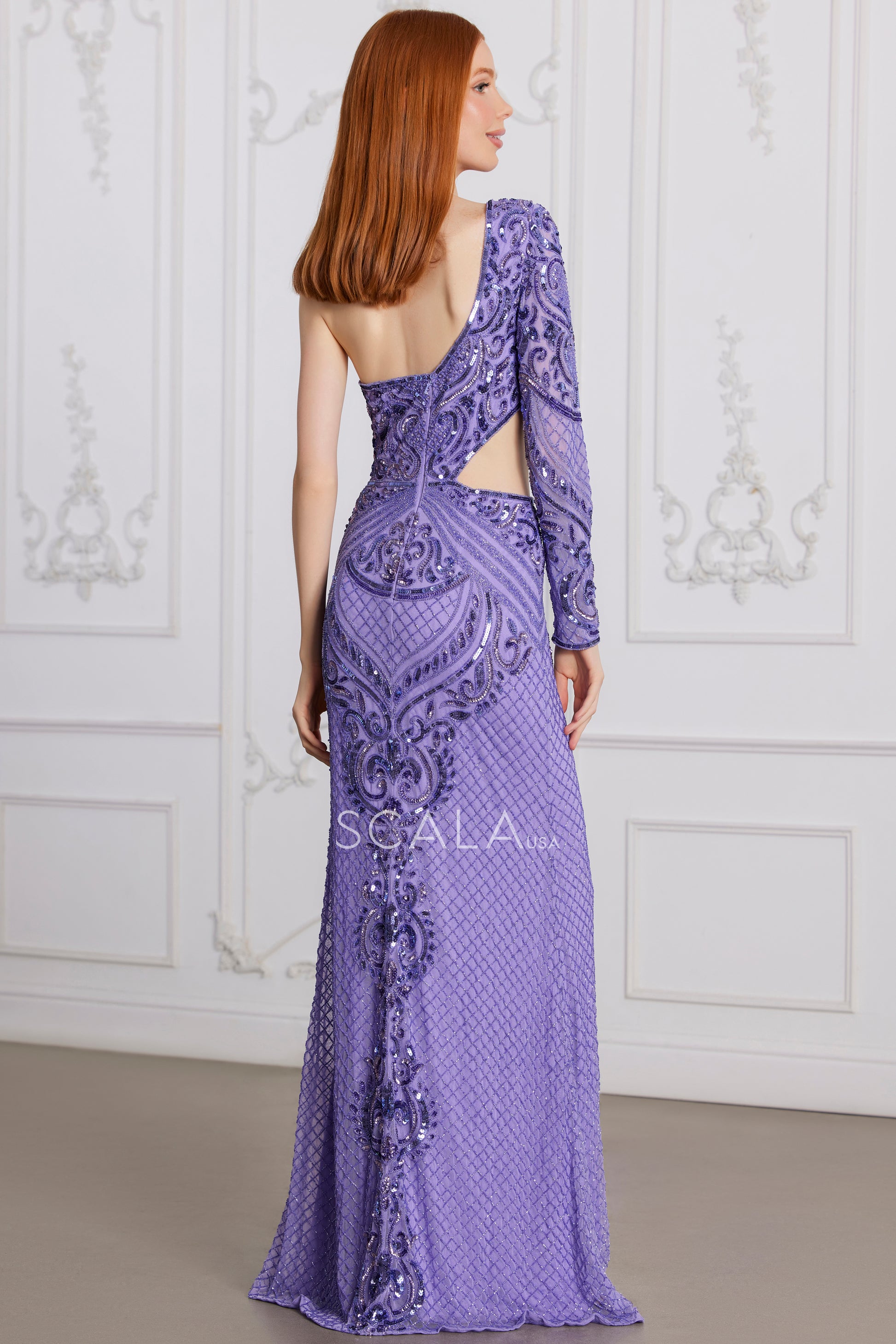 Scala 80101 Fitted Formal Beaded Long Evening Prom Dress