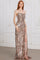 Prom Dresses Formal Sequin Long Beaded Evening Prom Dress Rose Gold