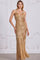 Prom Dresses Prom Long Fitted Slit Sequined Formal Dress Gold