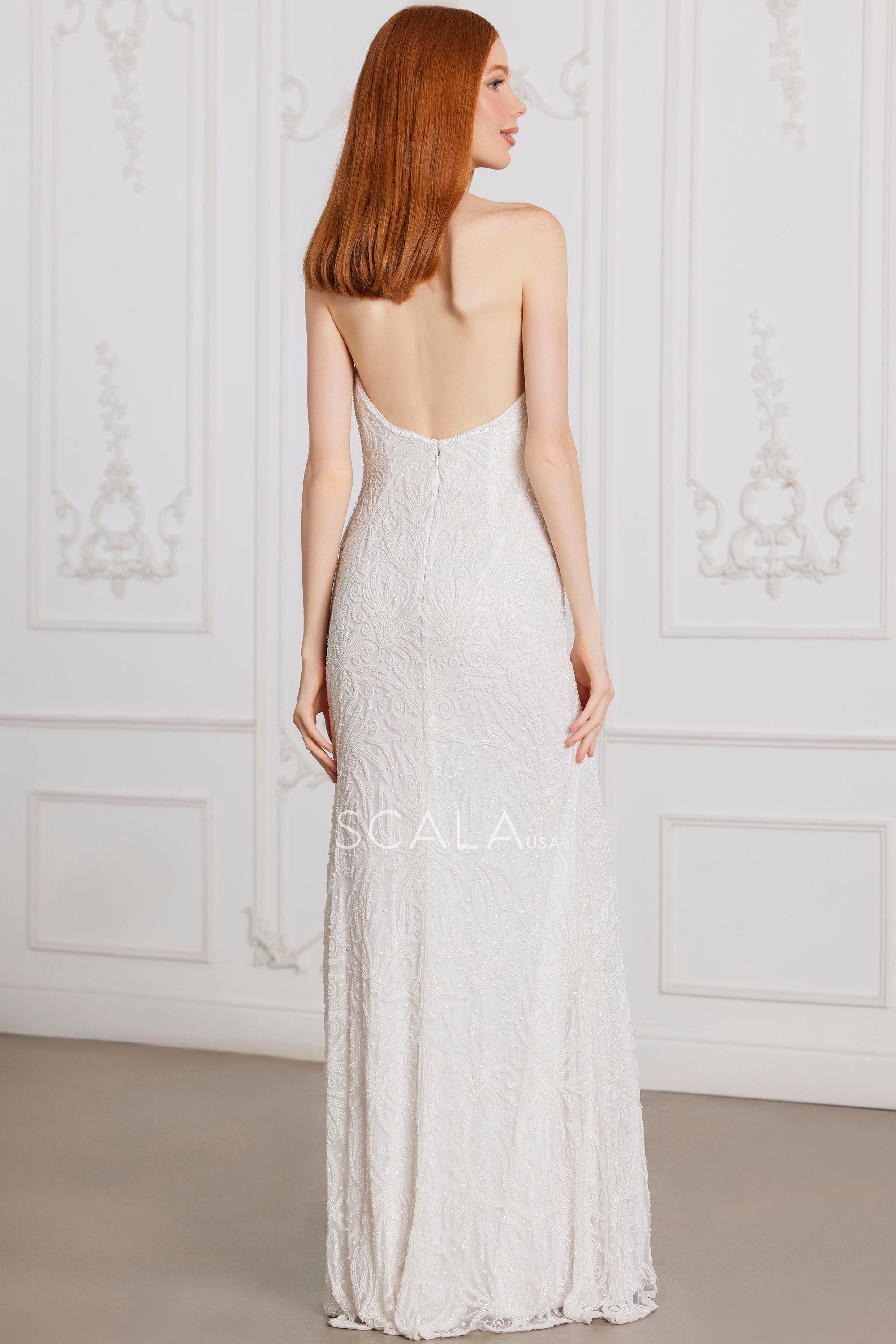 Wedding Dresses Long Fitted Bridal Gown Beaded Wedding Dress Ivory