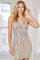 Cocktail Dresses  Homecoming Short Sequin Cocktail Dress Nude Silver