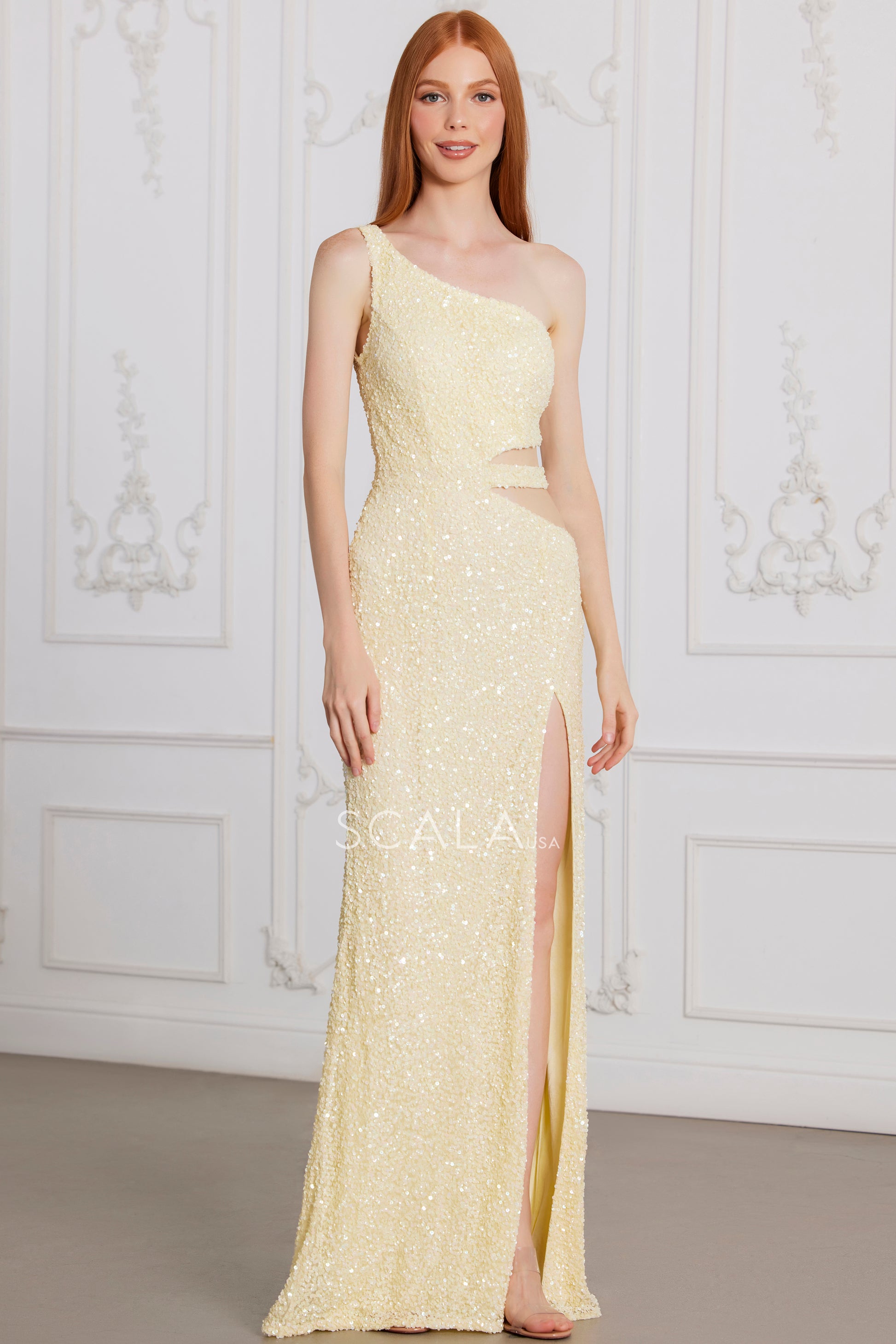 Scala 80162 Fitted Sequin Prom Long Formal Evening Dress
