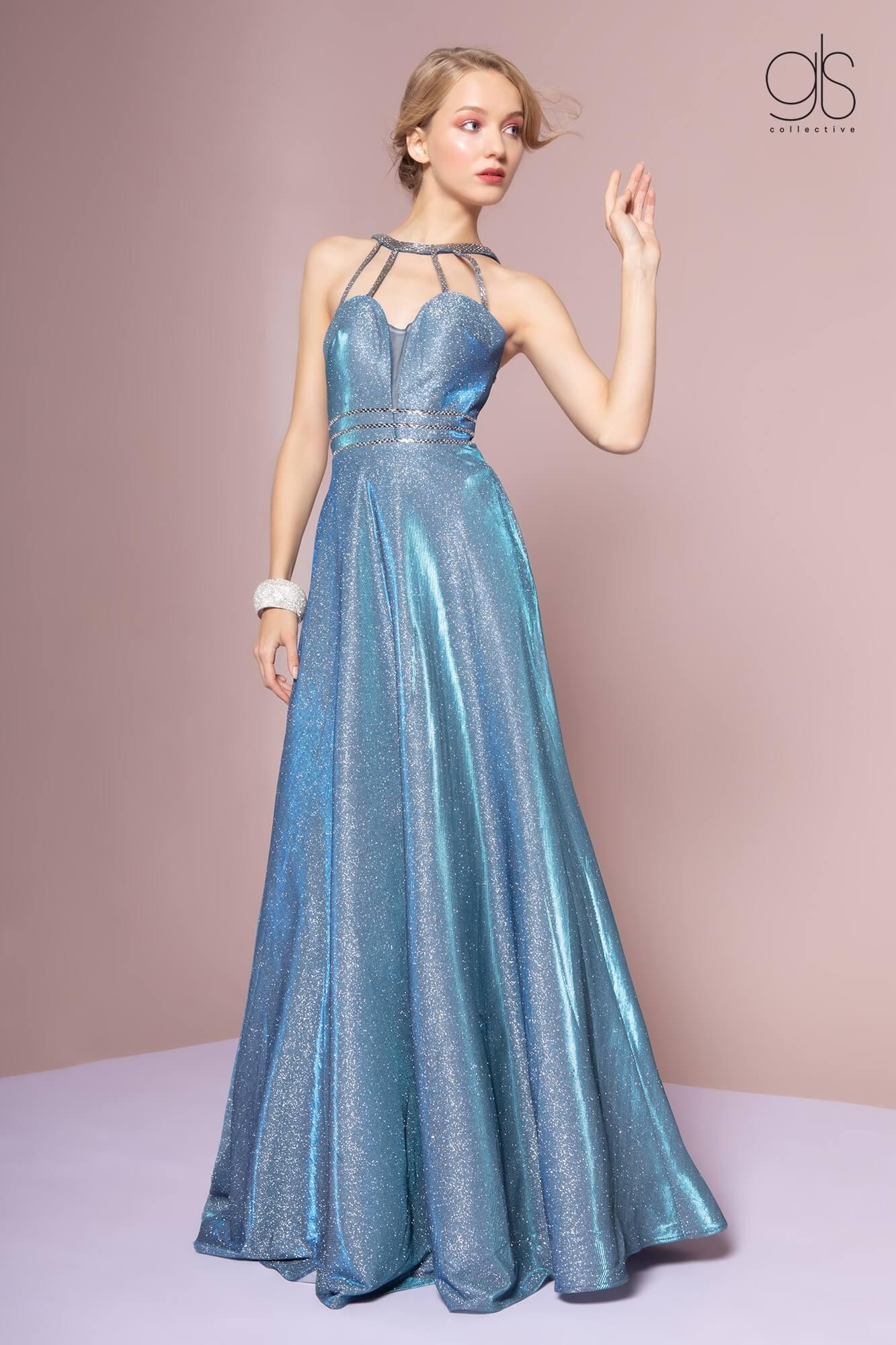 Sexy Long Evening Dress Prom Metallic Gown - The Dress Outlet Elizabeth K