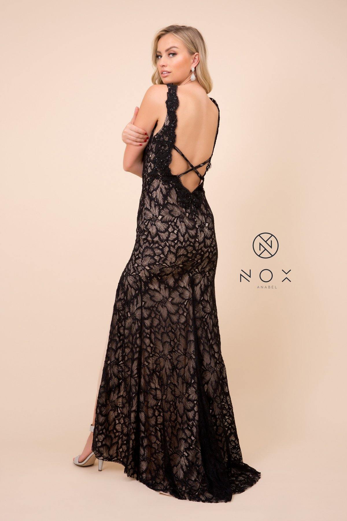 Sexy Long Formal Fitted Prom Lace Dress