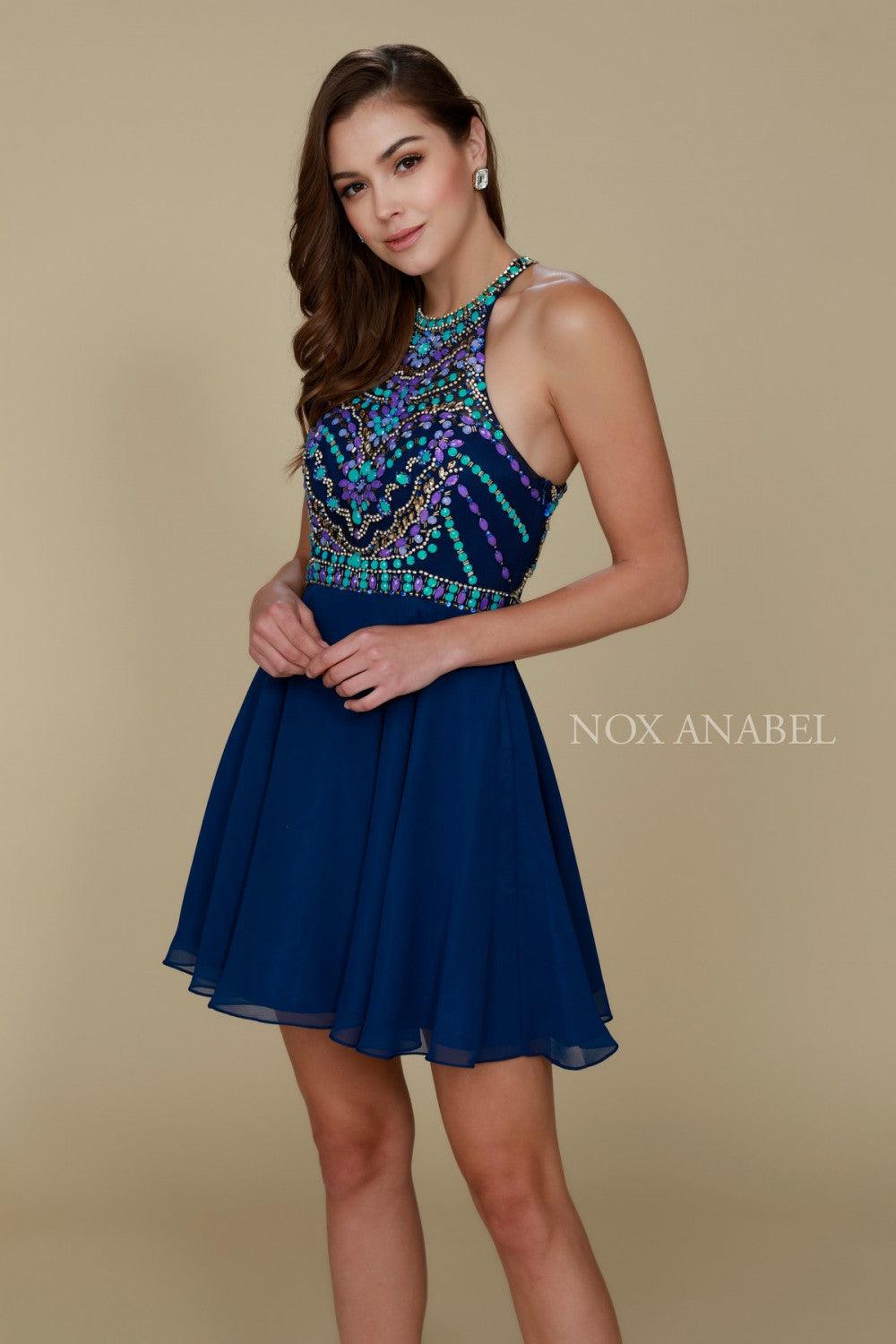 Sexy Short Beaded Prom Cocktail Dress - The Dress Outlet Nox Anabel
