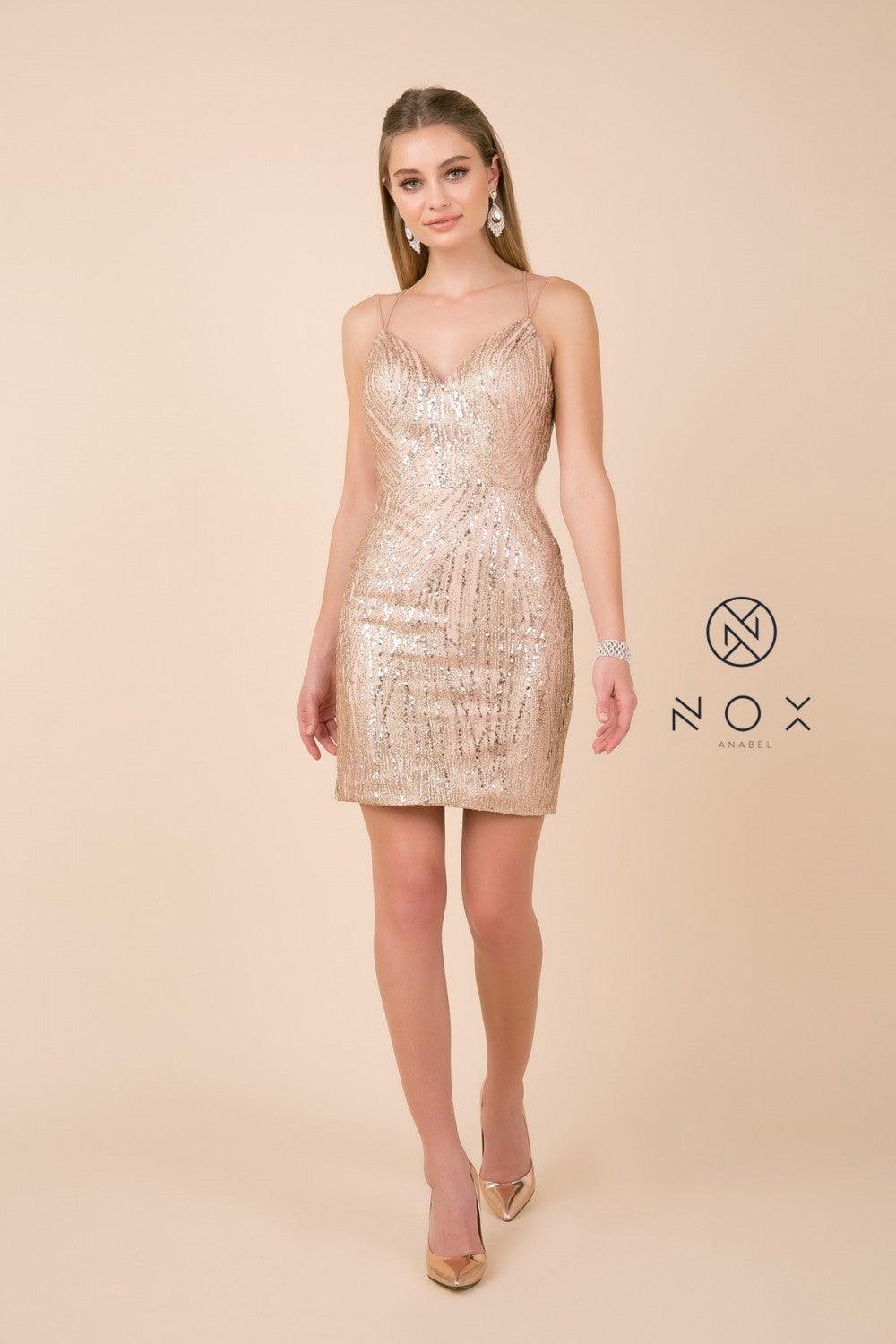 Sexy Short Fitted Prom Dress Cocktail - The Dress Outlet Nox Anabel