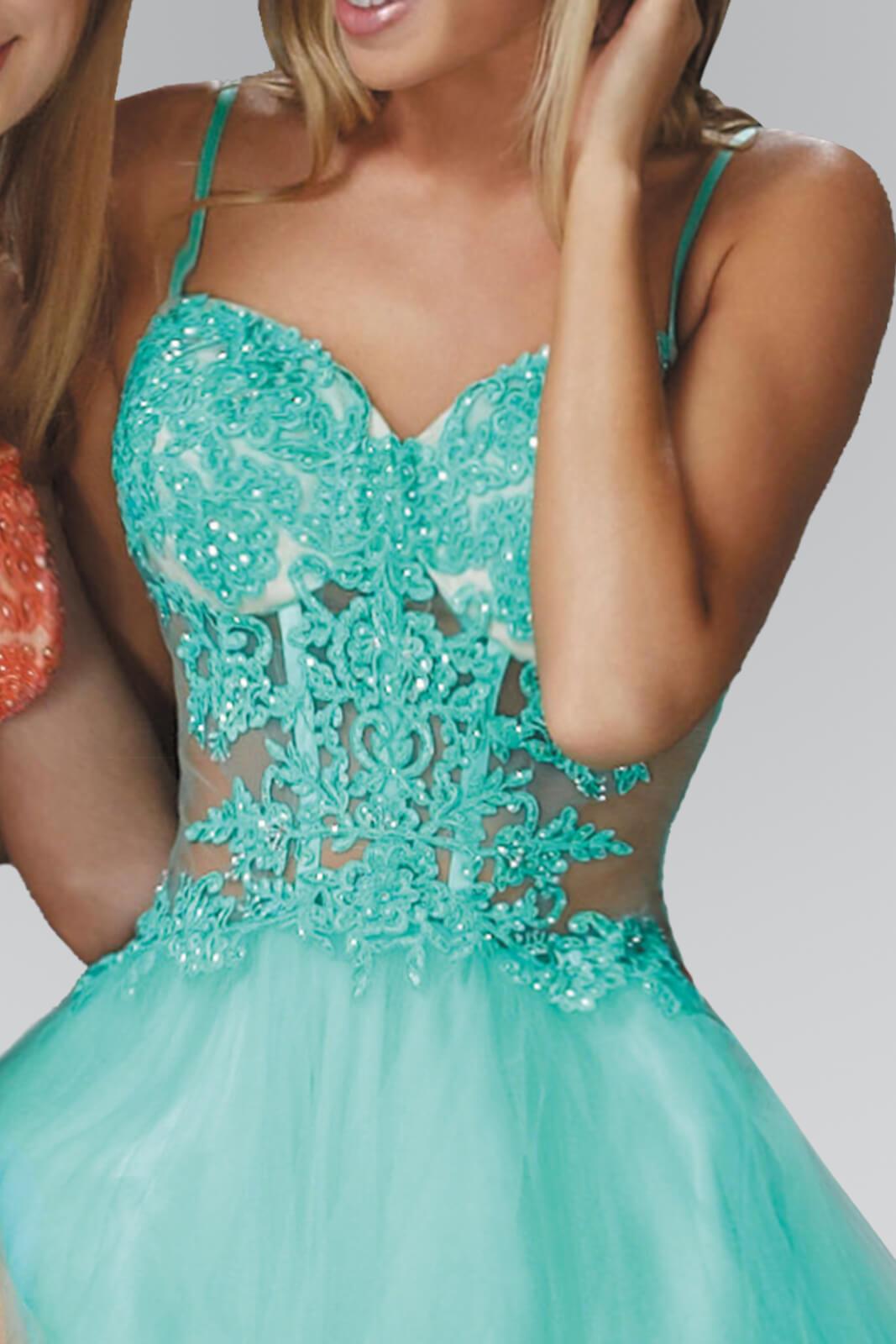 GLS Sexy Short Prom Dress - Tiffany Color - XL - Sleeveless Sweetheart Neckline with Lace Embellishment GLS Sexy Short Prom Dress - Tiffany Color - XL - Sleeveless Sweetheart Neckline with Lace Embellishment