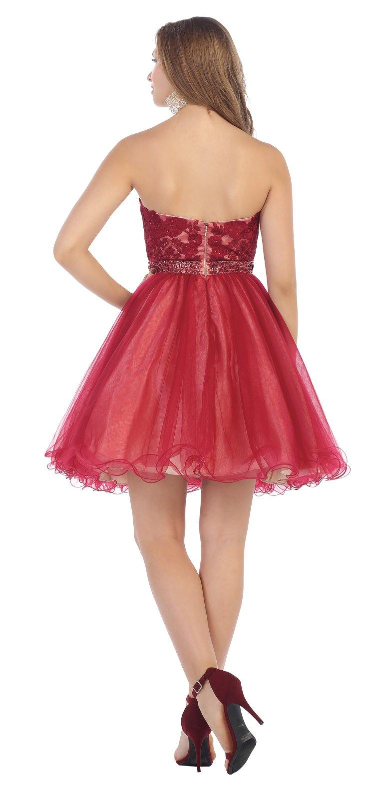 Sexy Strapless Short Dress Homecoming - The Dress Outlet May Queen