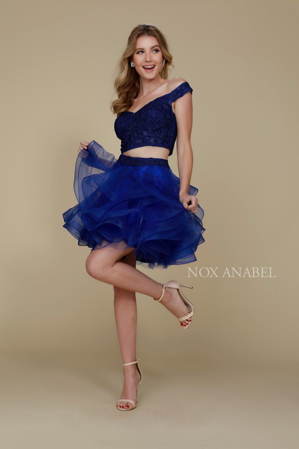 Sexy Two Piece Short Prom Dress Navy Blue