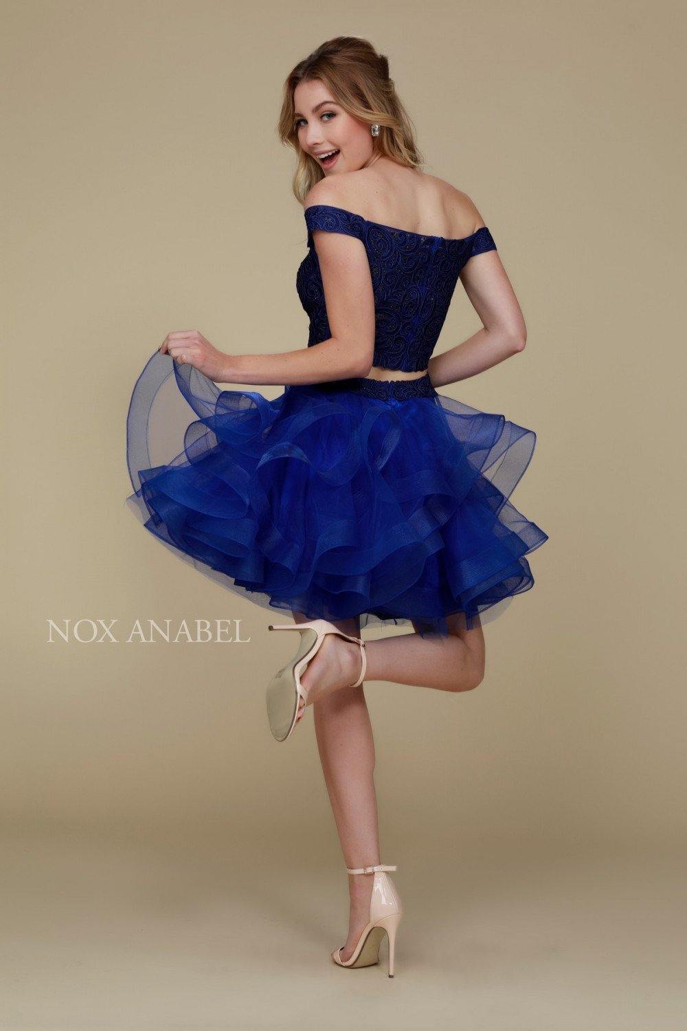 Sexy Two Piece Short Prom Dress Navy Blue