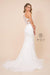 Sheer Lace Applique High Neck Wedding Dress - The Dress Outlet Nox Anabel