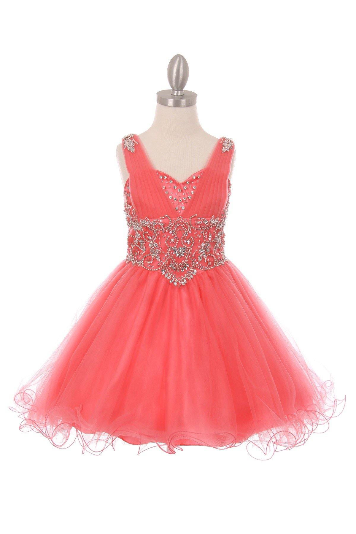 Short Beaded Flower Girl Dress - The Dress Outlet Cinderella Couture