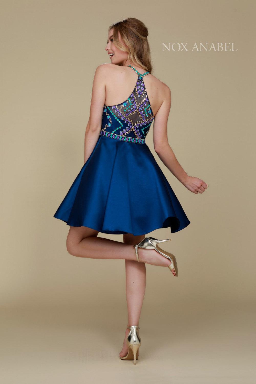 Short Beaded Homecoming Prom Dress - The Dress Outlet Nox Anabel