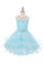 Short Beaded Illusion Neckline Flower Girl Dress - The Dress Outlet Cinderella Couture
