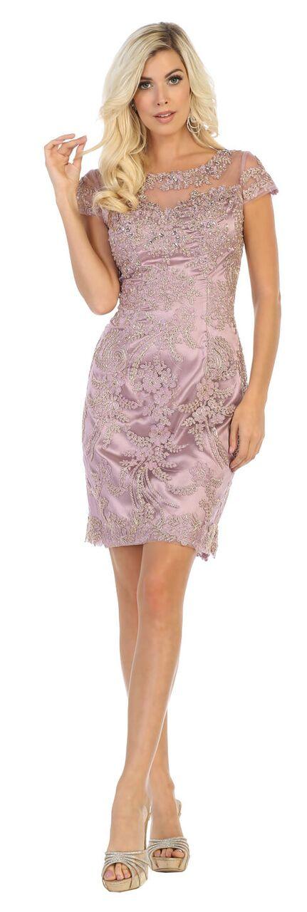 Short Cap Sleeve Plus Size Mother of the Bride Dress - The Dress Outlet May Queen