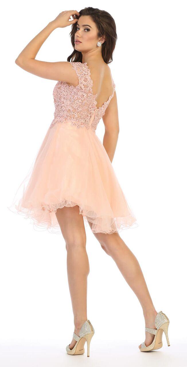 Short Cap Sleeve Plus Size Prom Homecoming Cocktail Dress - The Dress Outlet May Queen