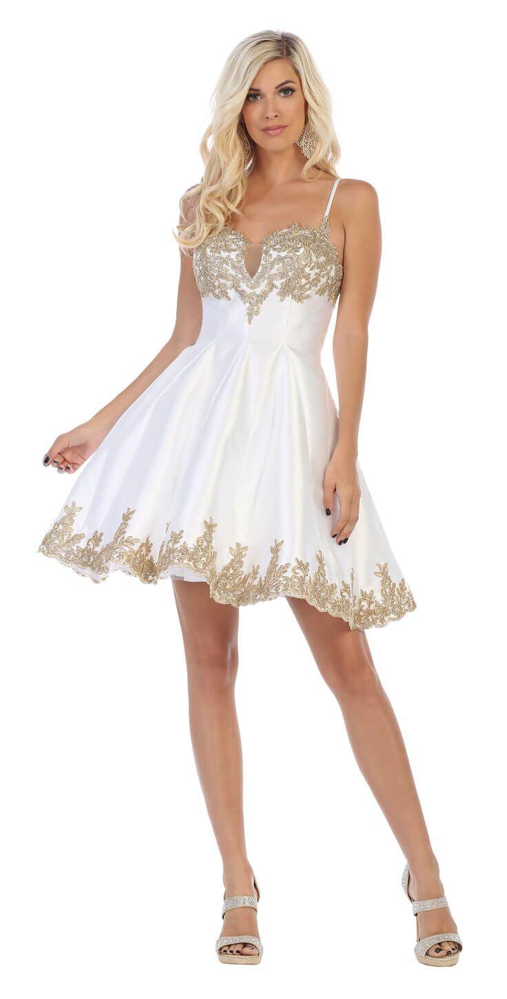 Short Cocktail Homecoming Spaghetti Strap Prom Dress - The Dress Outlet May Queen