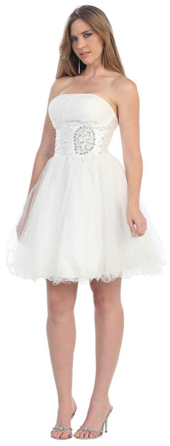 Short Cocktail Strapless Prom Formal Dress - The Dress Outlet May Queen