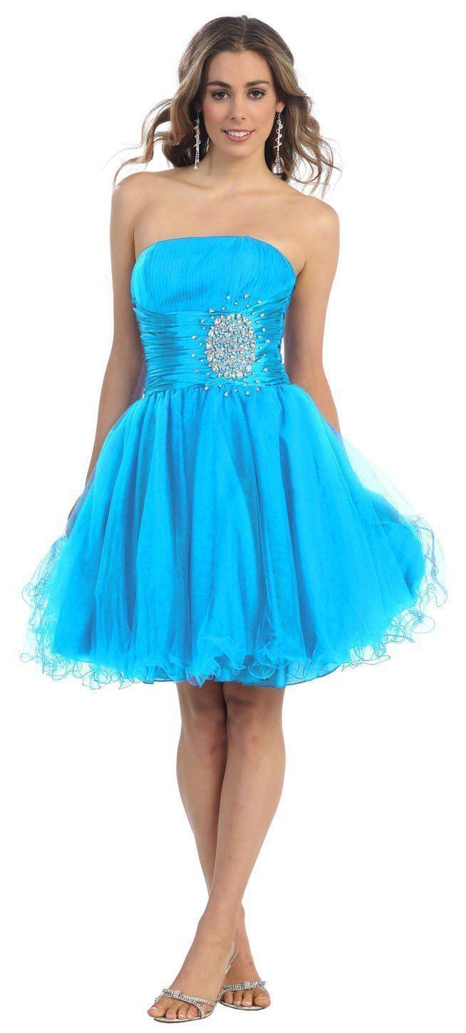 Short Cocktail Strapless Prom Formal Dress - The Dress Outlet May Queen