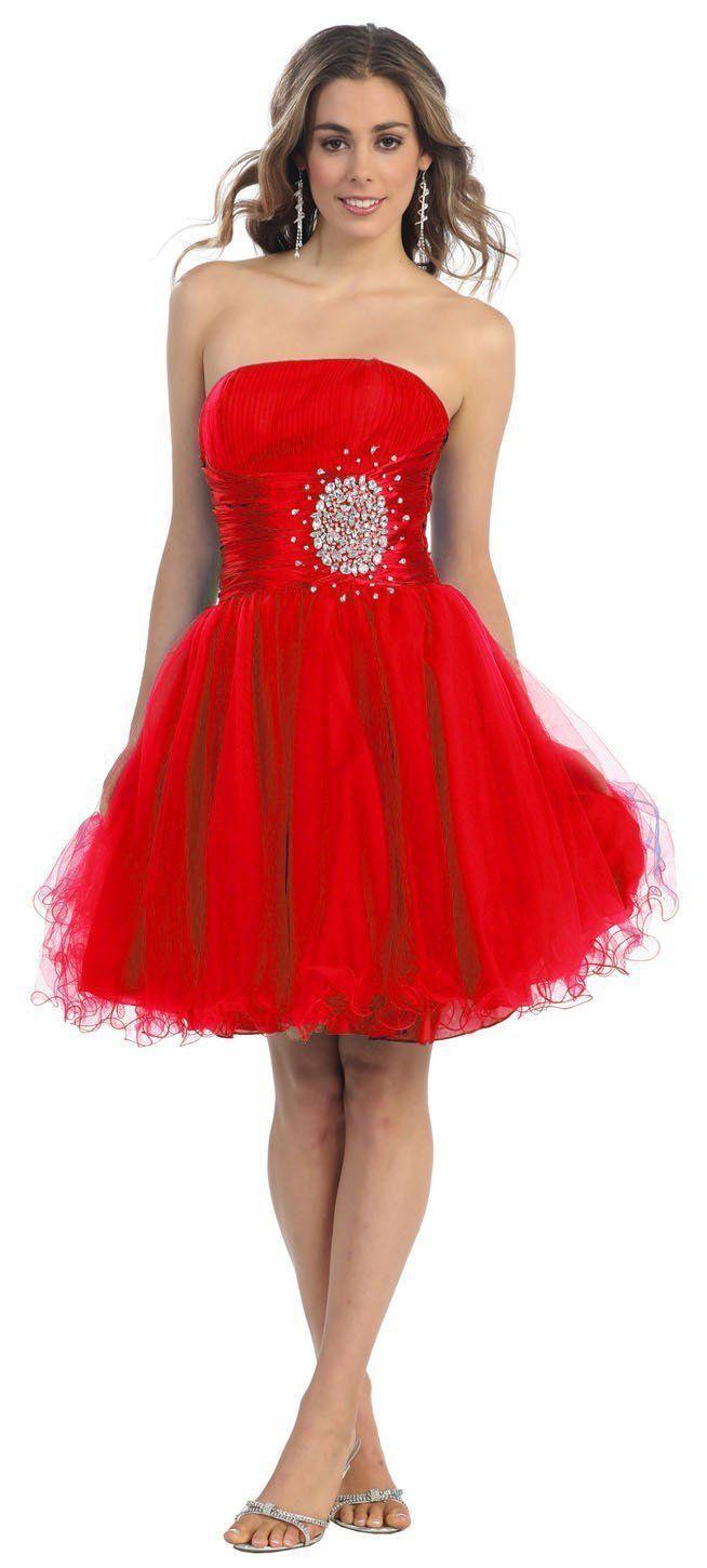 Short Cocktail Strapless Prom Formal Dress - The Dress Outlet May Queen