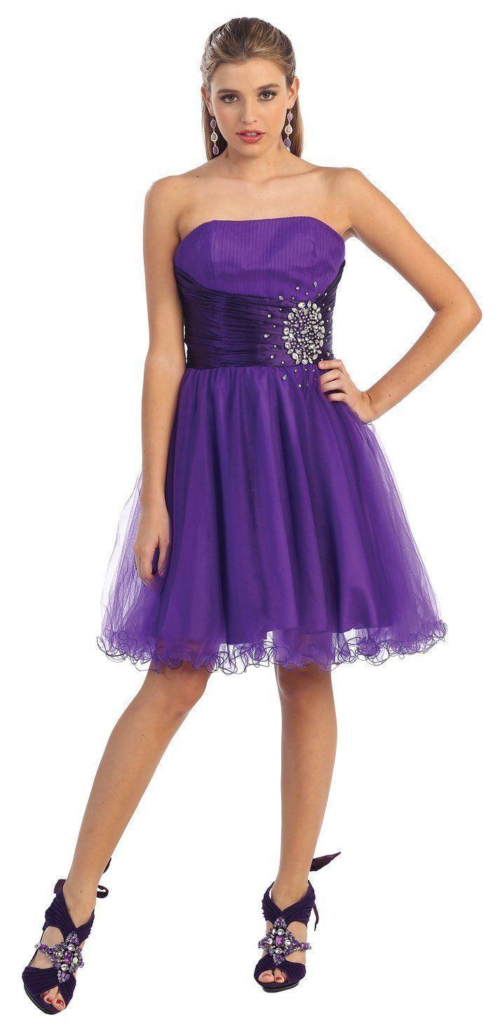 Short Cocktail Strapless Prom Formal Dress - The Dress Outlet May Queen