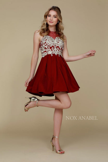 Short Embellished Formal Prom Homecoming Dress - The Dress Outlet Nox Anabel