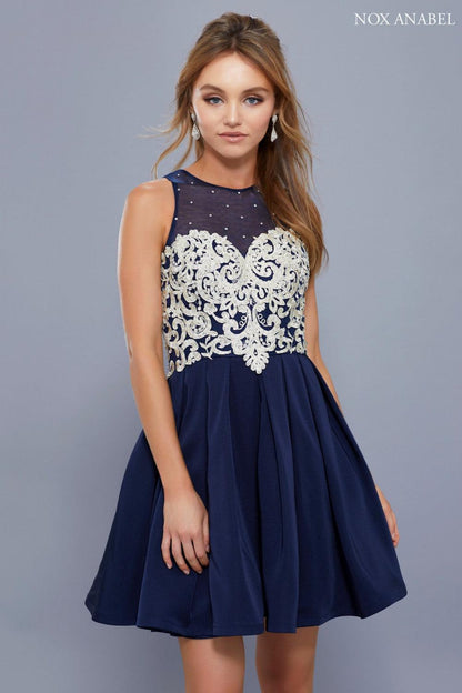 Short Embellished Formal Prom Homecoming Dress - The Dress Outlet Nox Anabel