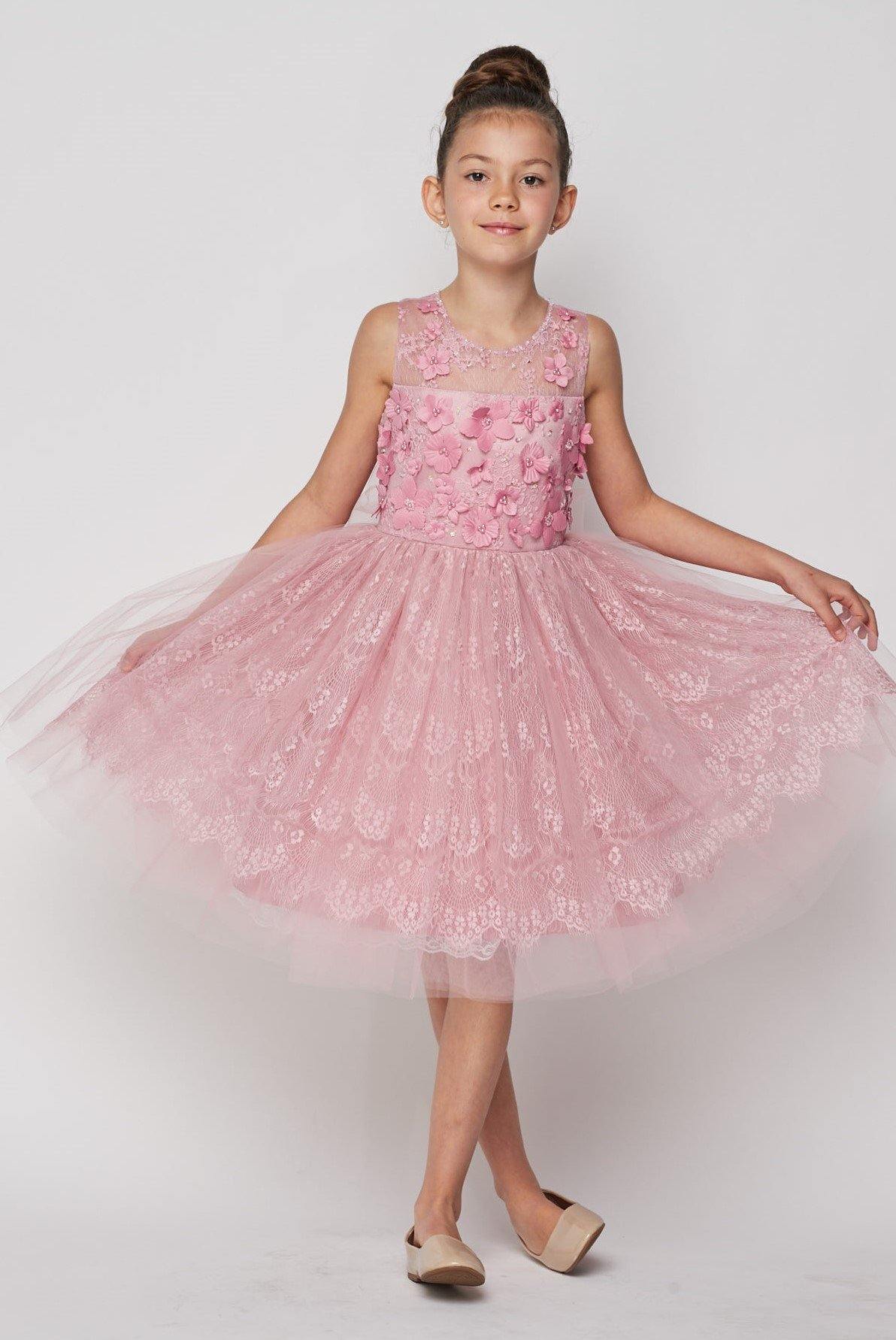 Short Embellished Gown Flower Girls Dress