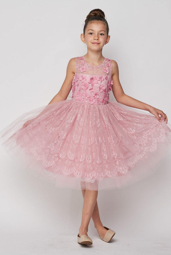 Short Embellished Gown Flower Girls Dress
