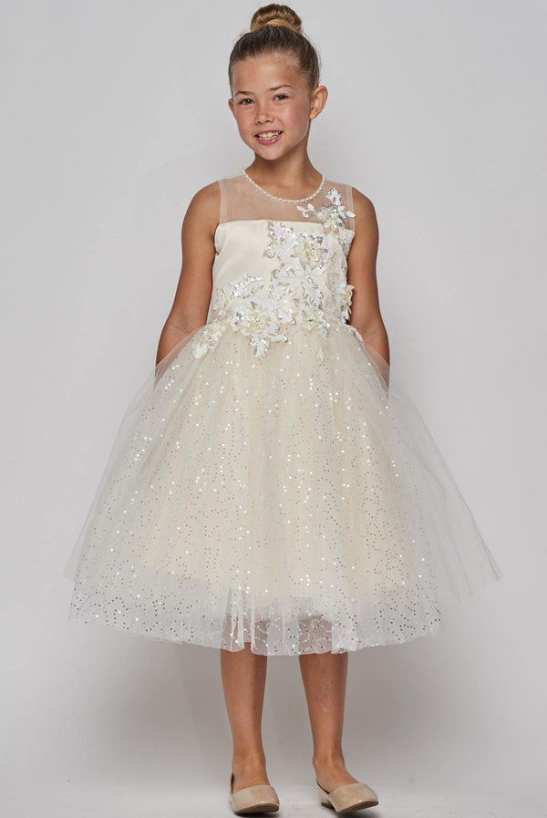 Short Embellished Gown Flower Girls Dress