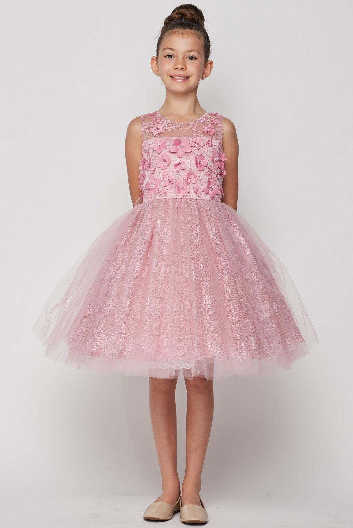 Short Embellished Gown Flower Girls Dress