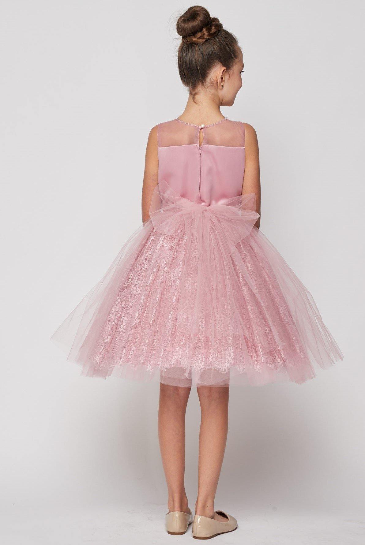 Short Embellished Gown Flower Girls Dress