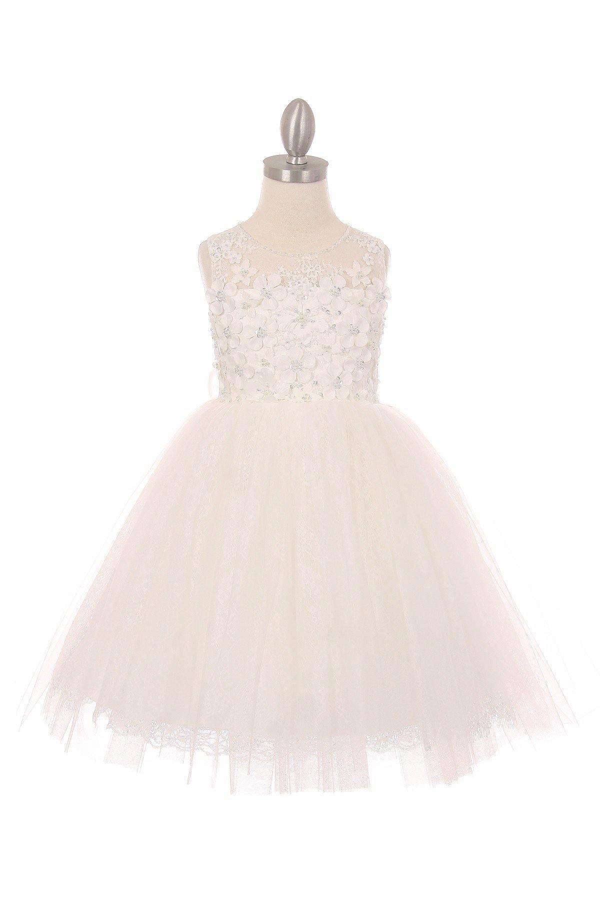Short Embellished Gown Flower Girls Dress