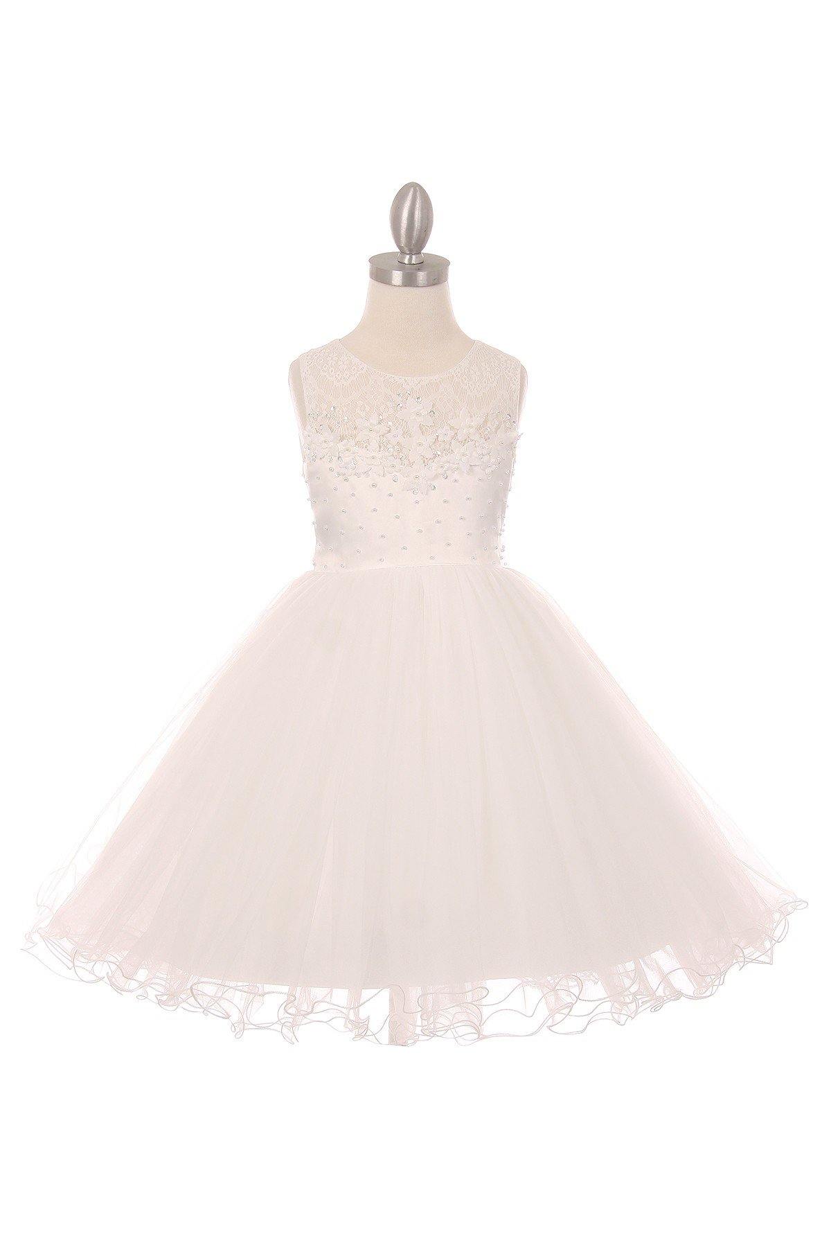 Short Embellished Gown Flowers Girl Dress - The Dress Outlet Cinderella Couture