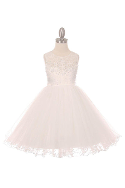 Short Embellished Gown Flowers Girl Dress - The Dress Outlet Cinderella Couture