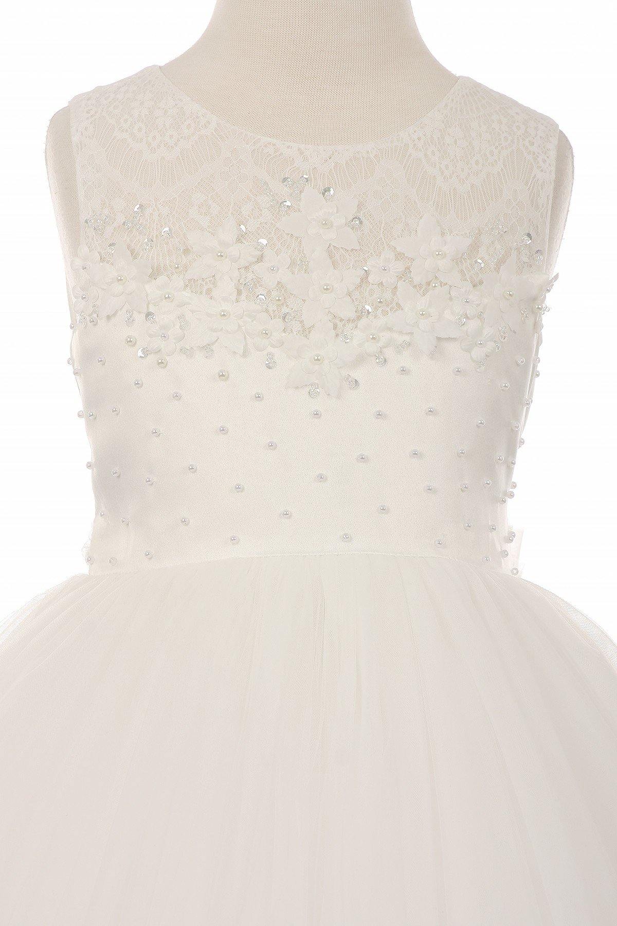 Short Embellished Gown Flowers Girl Dress