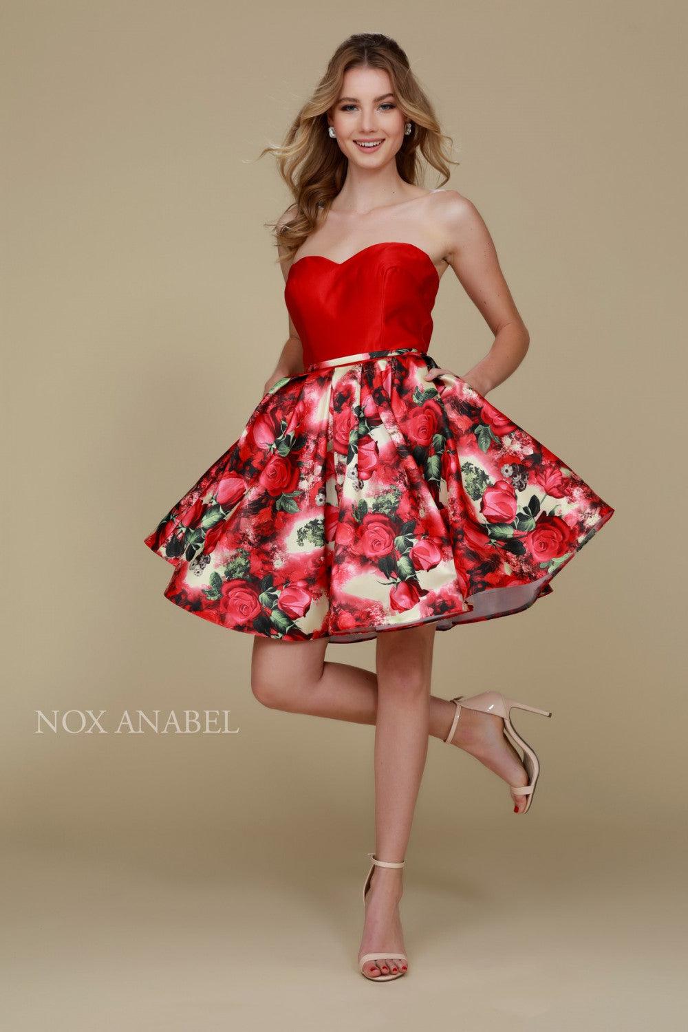 Short Floral Formal Prom Cocktail Dress