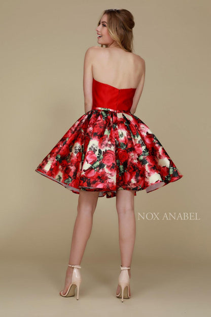 Short Floral Formal Prom Cocktail Dress - The Dress Outlet Nox Anabel