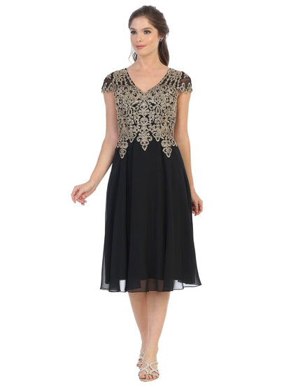 Short Dress Modest Formal Cap Sleeve - The Dress Outlet Eva Fashion