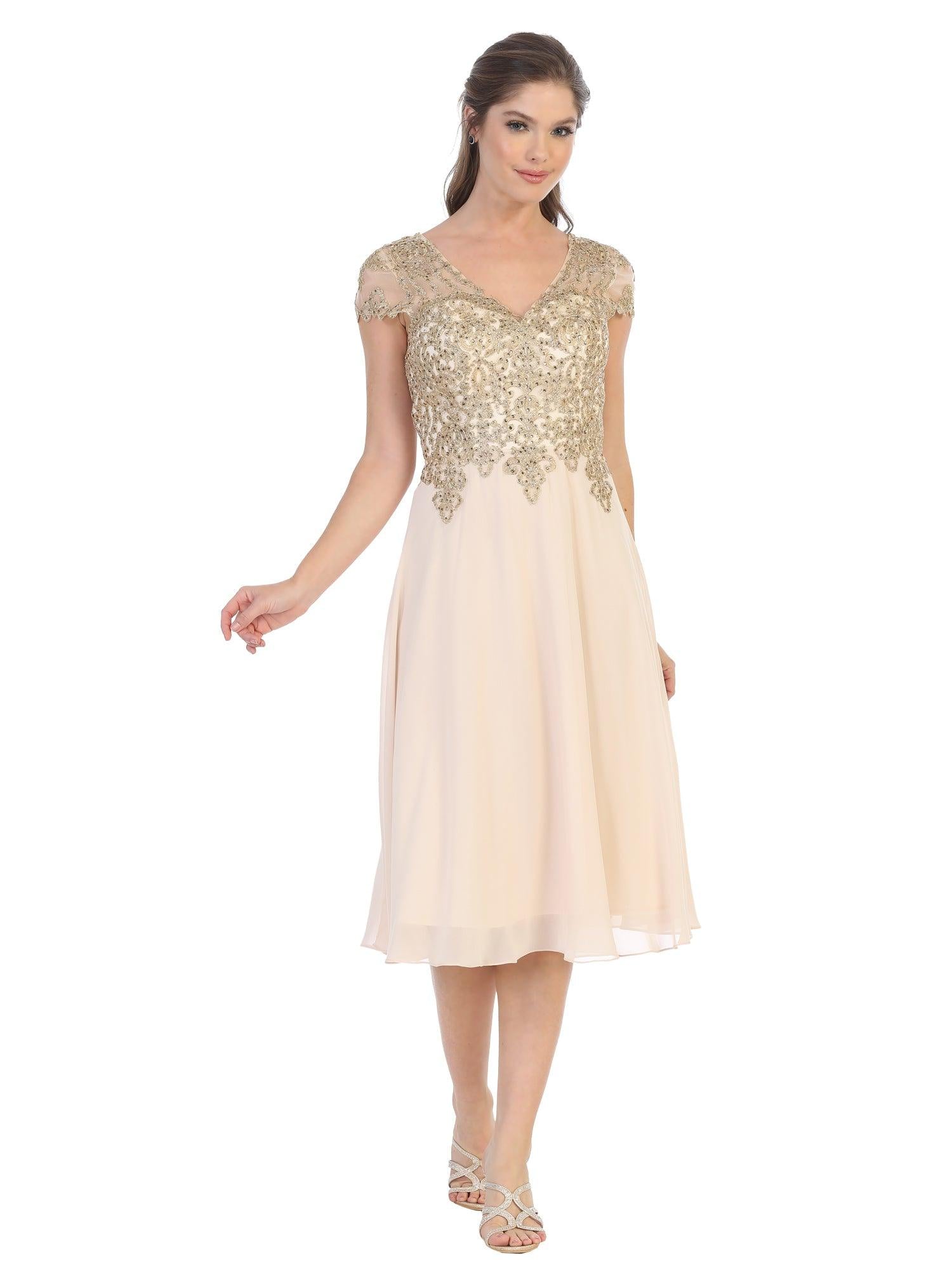 Eva Fashion 5217 Short Cocktail Dress Champagne