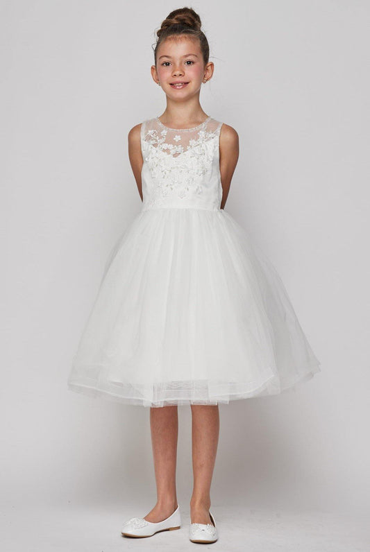 Short Gold Embroidered Gown Flower Girls Dress - The Dress Outlet Cinderella Couture