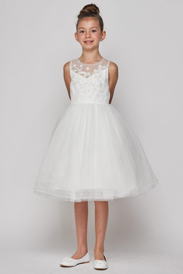 Short Gold Embroidered Gown Flower Girls Dress