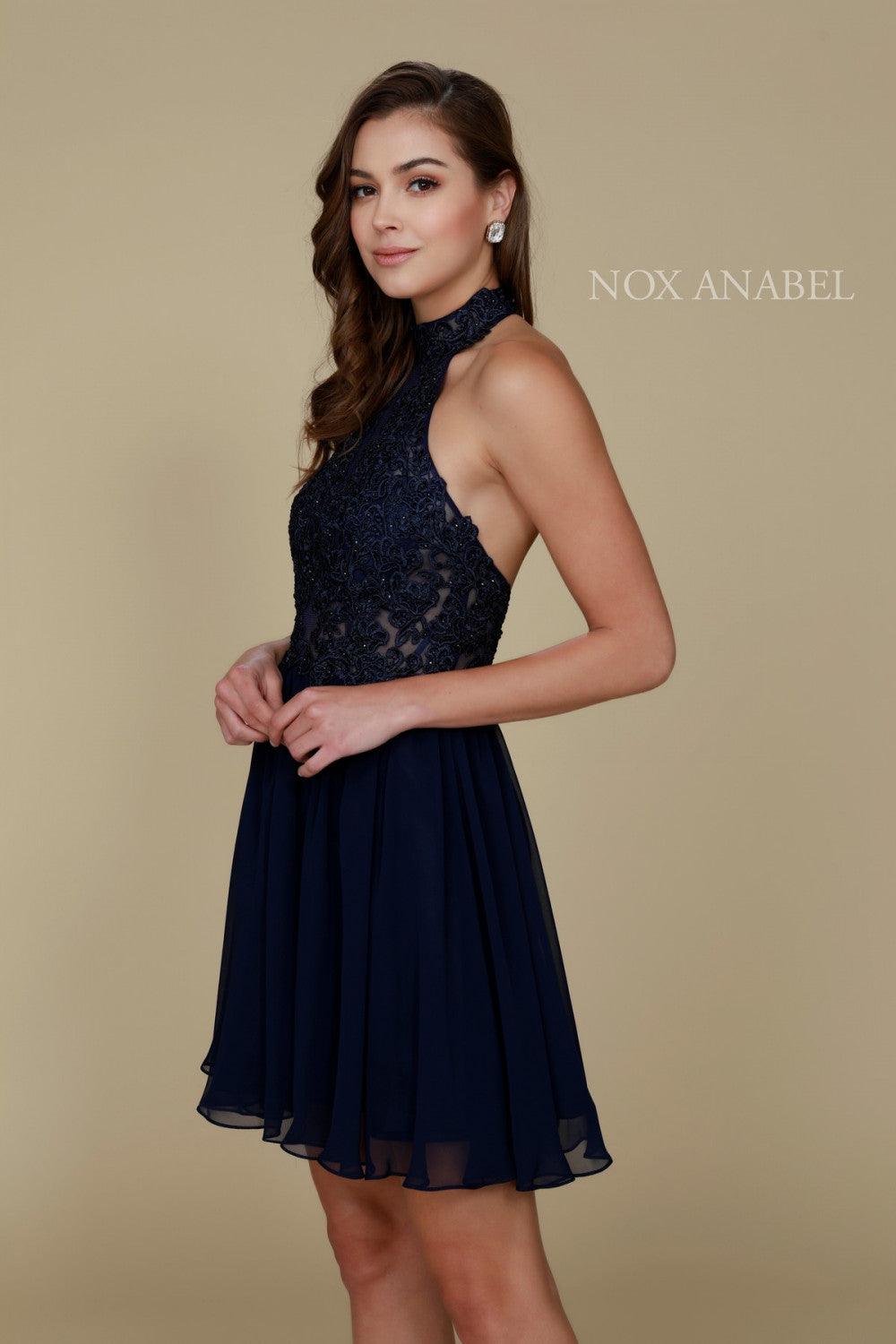 Short Halter Neck Formal Prom Cocktail Dress - The Dress Outlet Nox Anabel