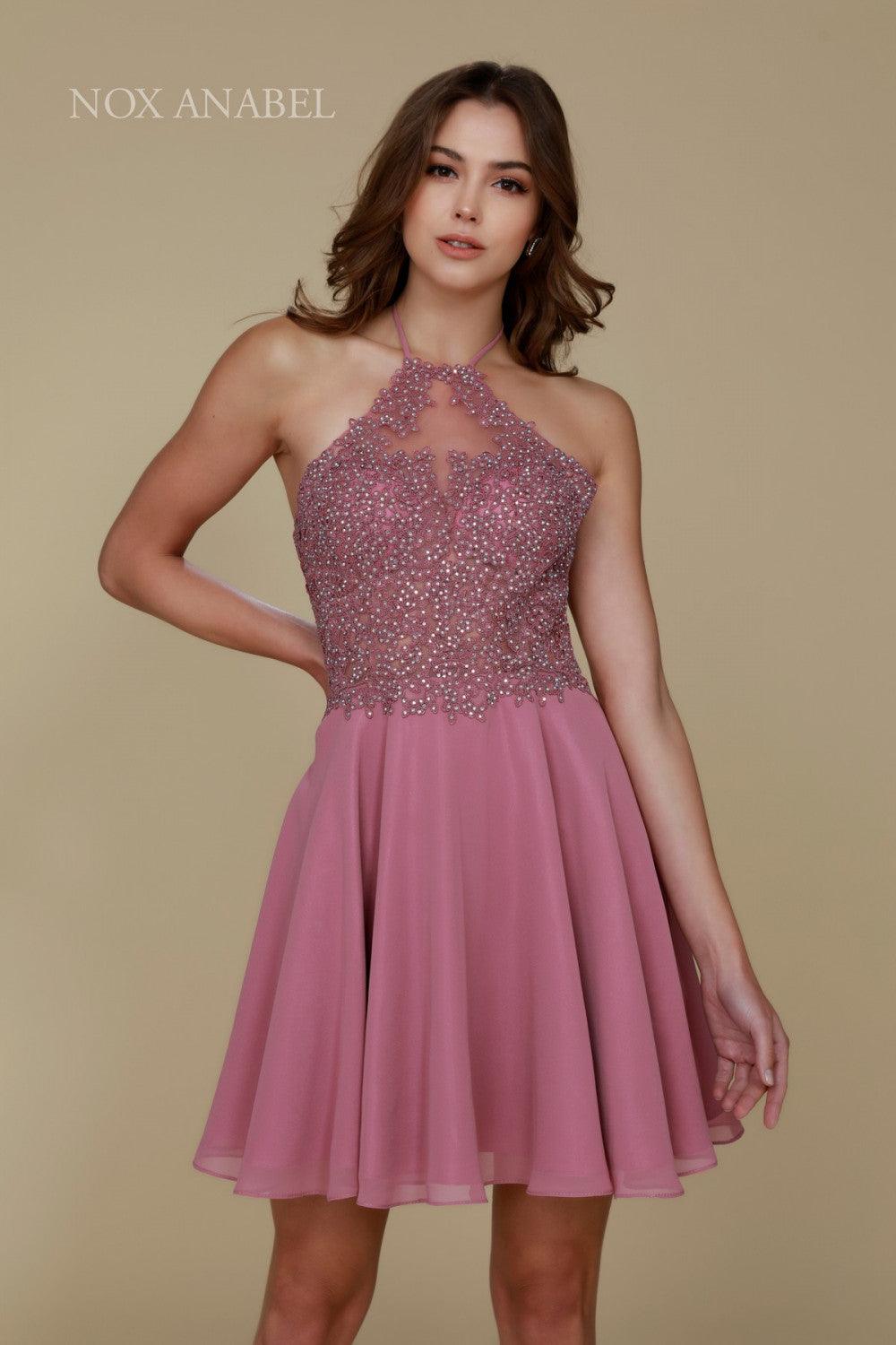 Short Halter Neck Homecoming Prom Dress