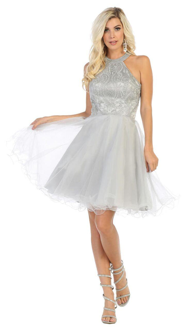 Short Halter Plus Size Homecoming Prom Dress