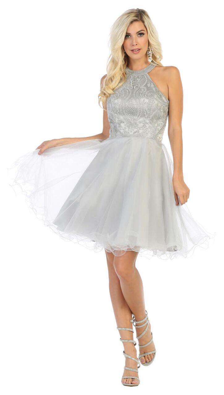 Short Halter Plus Size Homecoming Prom Dress - The Dress Outlet May Queen